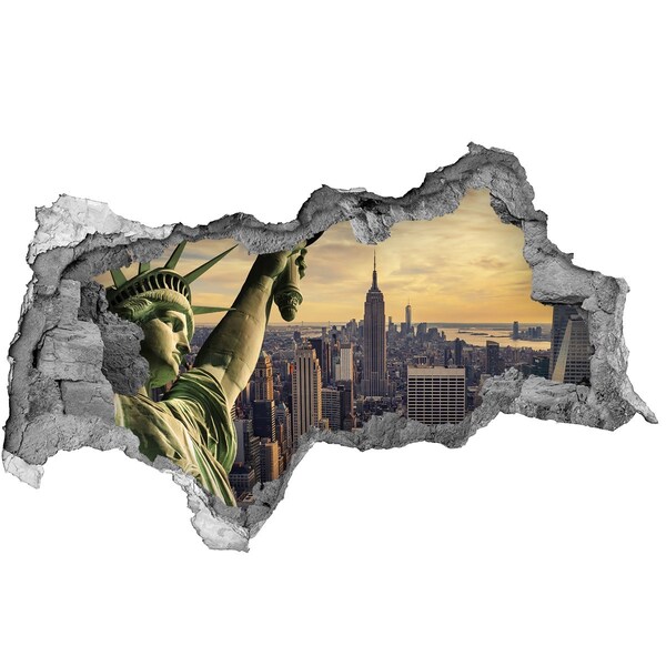 Decorazione da parete buco nel muro New York con vista sulla Statua della Libertà