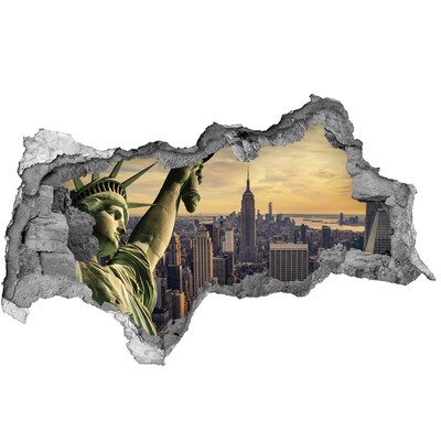 Decorazione da parete buco nel muro New York con vista sulla Statua della Libertà