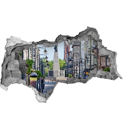 Adesivo con vista dietro il muro Via con monumento