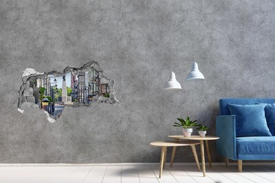 Adesivo con vista dietro il muro Via con monumento