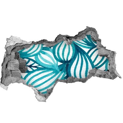 Sticker effetto rottura muro Foglie tropicali in un buco nel muro