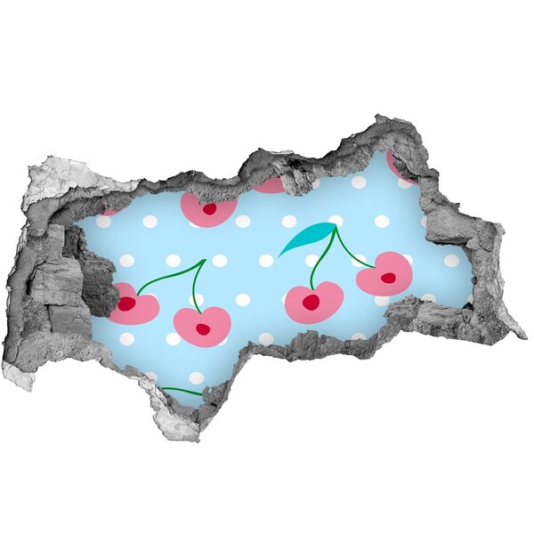 Sticker effetto rottura muro Motivo a frutta su sfondo blu