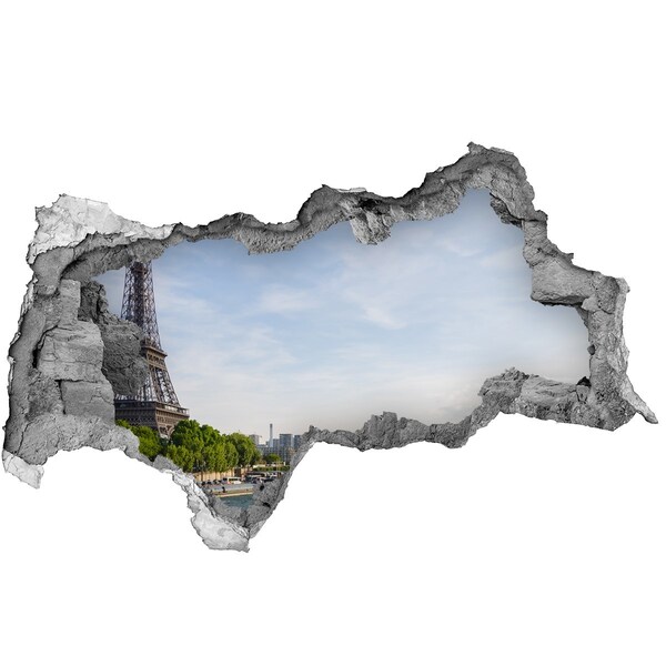 Adesivo con vista dietro il muro La Torre Eiffel a Parigi