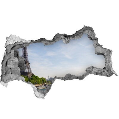 Adesivo con vista dietro il muro La Torre Eiffel a Parigi