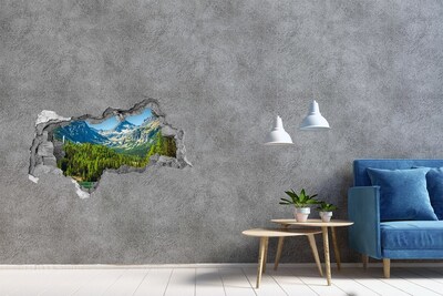Sticker effetto rottura muro Paesaggio montano con lago