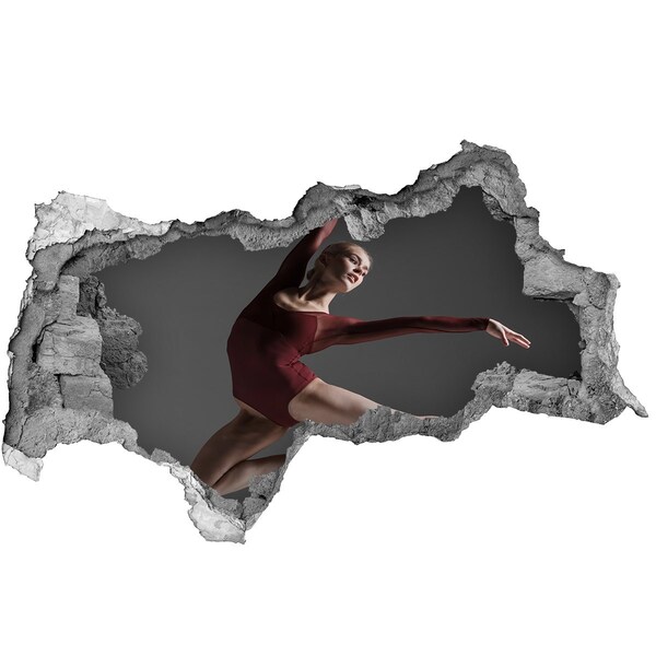 Adesivo con vista dietro il muro Ballando in un muro in rovina