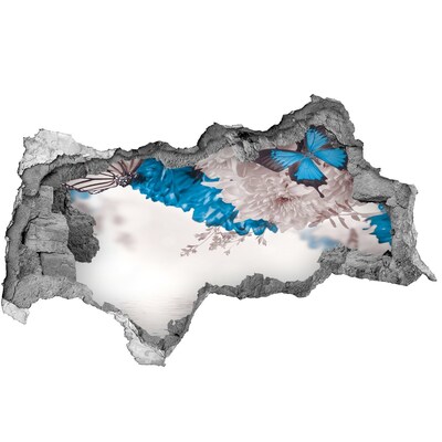 Decorazione da parete buco nel muro Paesaggio floreale con farfalle