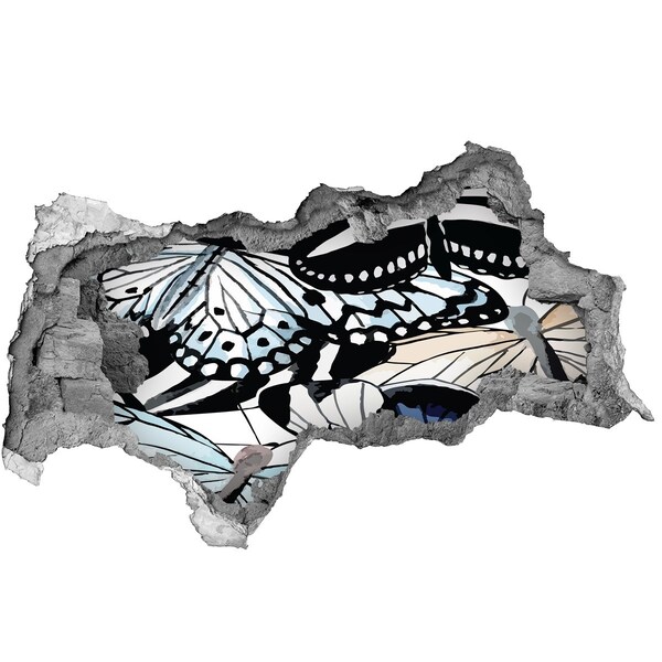 Sticker effetto rottura muro Farfalle in una composizione colorata