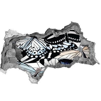 Sticker effetto rottura muro Farfalle in una composizione colorata