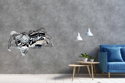 Sticker effetto rottura muro Farfalle in una composizione colorata