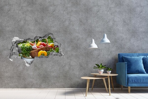 Decorazione da parete buco nel muro Un cesto pieno di verdure fresche