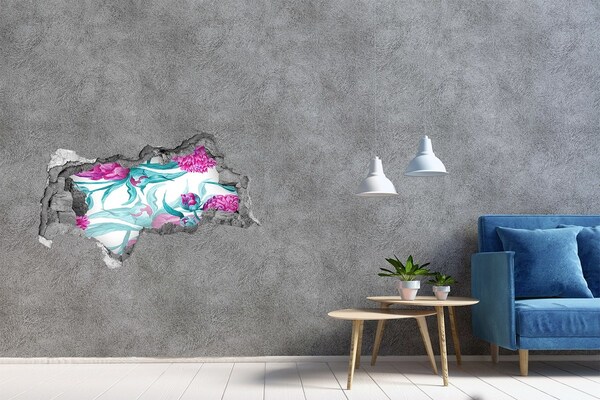 Adesivo con vista dietro il muro Giardino fiorito dietro il muro