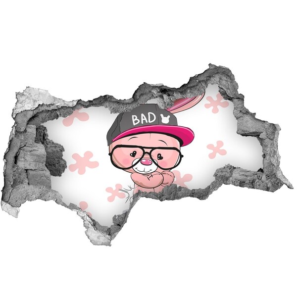 Sticker effetto rottura muro Coniglio con il cappello