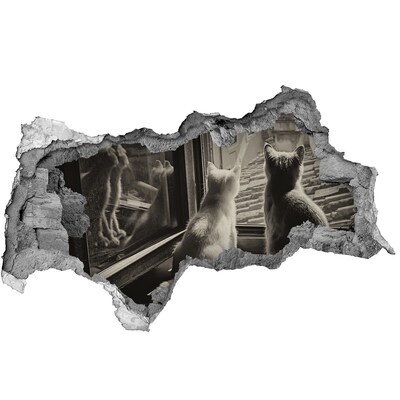 Sticker effetto rottura muro Gatti alla finestra