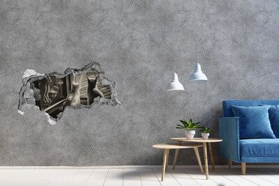 Sticker effetto rottura muro Gatti alla finestra