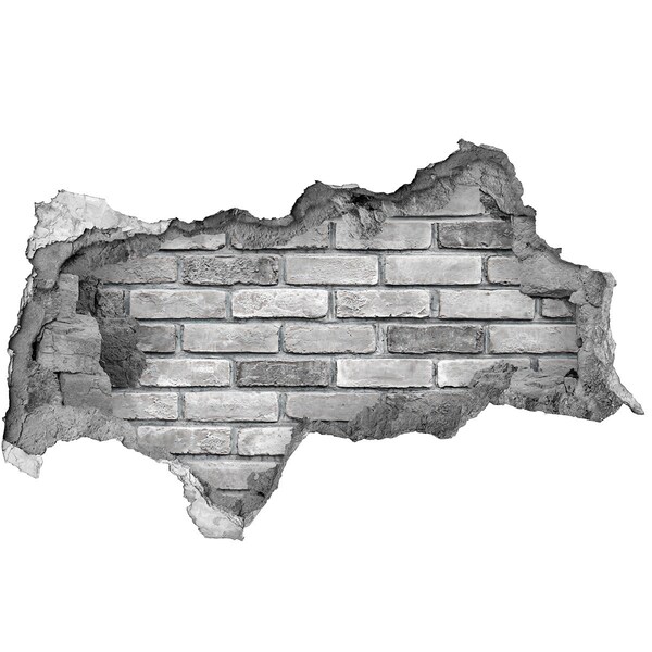 Adesivo con vista dietro il muro Muro di mattoni danneggiato