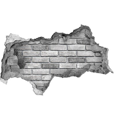 Adesivo con vista dietro il muro Muro di mattoni danneggiato