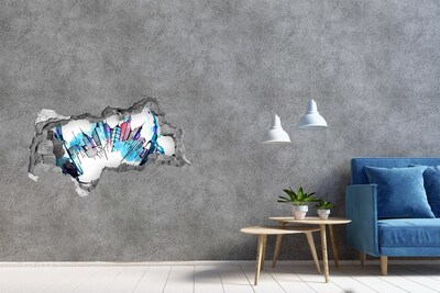 Decorazione da parete buco nel muro Una città moderna in rovina