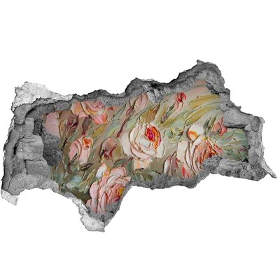 Adesivo con vista dietro il muro Un giardino fiorito in un muro in rovina