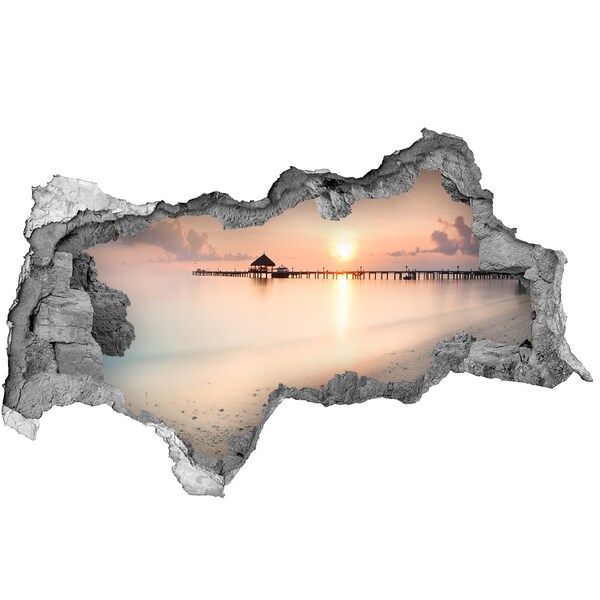 Sticker effetto rottura muro Tramonto sul molo