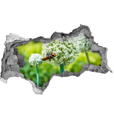 Sticker effetto rottura muro Prato fiorito con un'ape