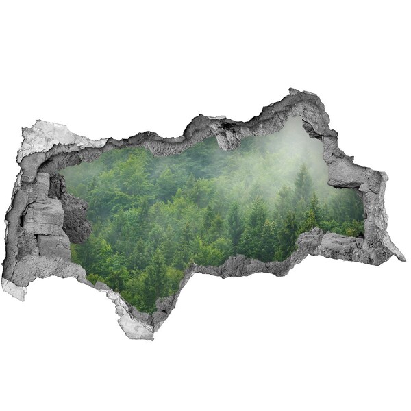 Adesivo con vista dietro il muro Foresta verde in un buco nel muro