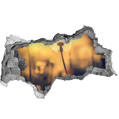 Sticker effetto rottura muro Fiore di tarassaco ai raggi del sole