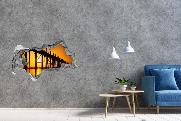 Decorazione da parete buco nel muro Tramonto sul molo