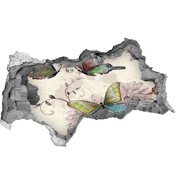 Decorazione da parete buco nel muro Farfalle in un muro in rovina