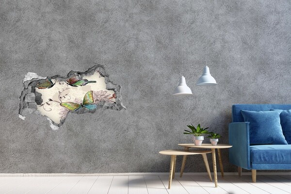 Decorazione da parete buco nel muro Farfalle in un muro in rovina