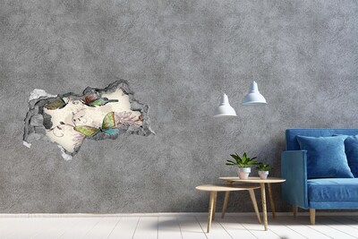 Decorazione da parete buco nel muro Farfalle in un muro in rovina