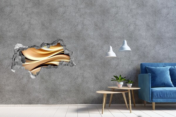 Sticker effetto rottura muro Onde dorate nel muro