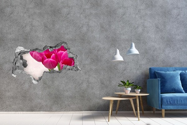 Decorazione da parete buco nel muro Fiori di colore rosa
