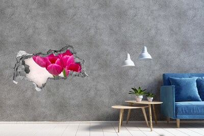 Decorazione da parete buco nel muro Fiori di colore rosa