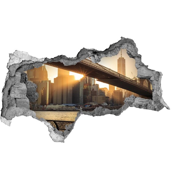 Sticker effetto rottura muro Ponte al tramonto