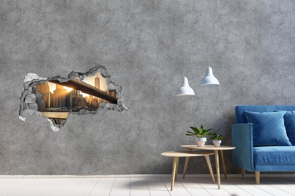 Sticker effetto rottura muro Ponte al tramonto