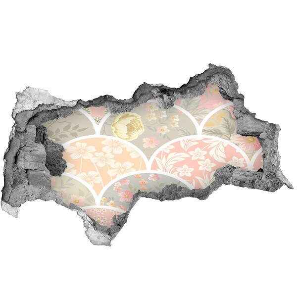 Adesivo con vista dietro il muro Motivo floreale dietro un muro danneggiato