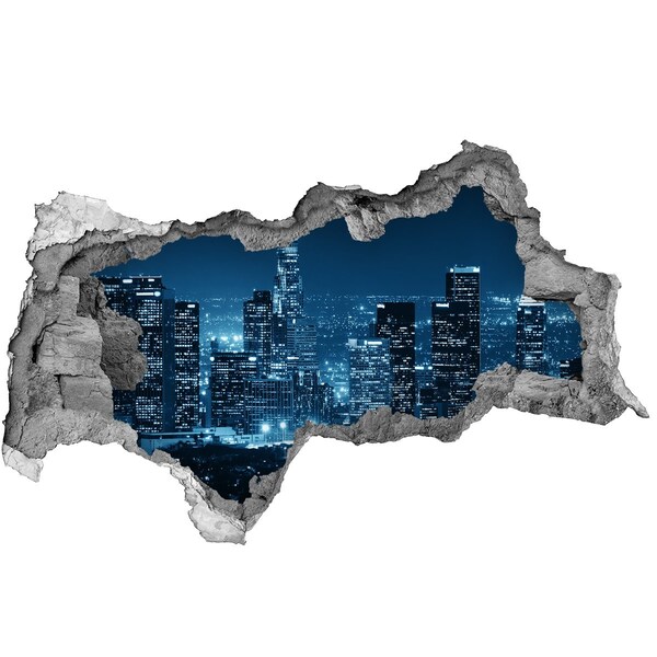 Adesivo con vista dietro il muro Vista notturna di Los Angeles