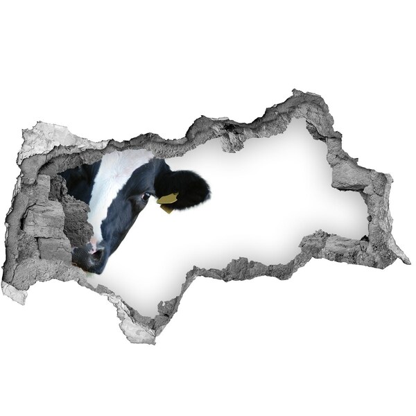 Sticker effetto rottura muro Mucca in un buco nel muro