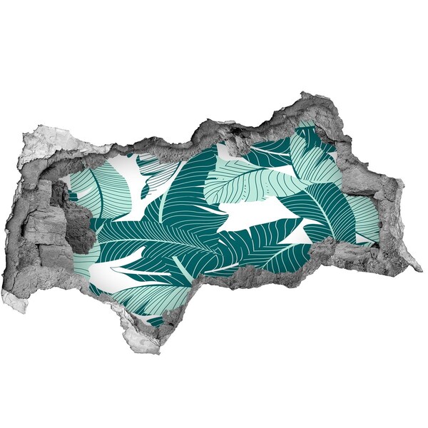 Adesivo con vista dietro il muro Un'oasi tropicale in un muro in rovina