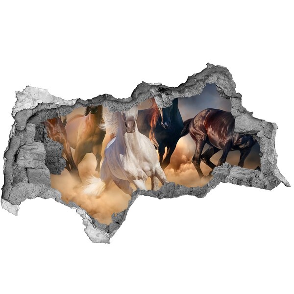 Decorazione da parete buco nel muro Cavalli al galoppo attraverso il muro