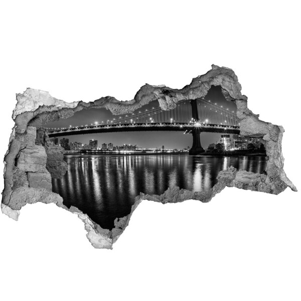 Sticker effetto rottura muro Il ponte di Manhattan di notte