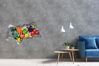 Decorazione da parete buco nel muro Verdure e frutta colorate in un buco nel muro