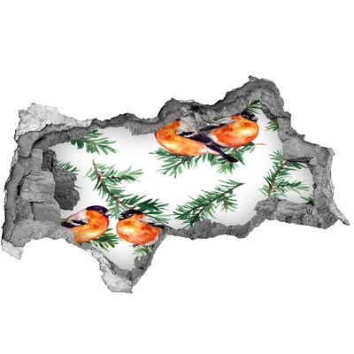 Sticker effetto rottura muro Uccelli su uno sfondo verde