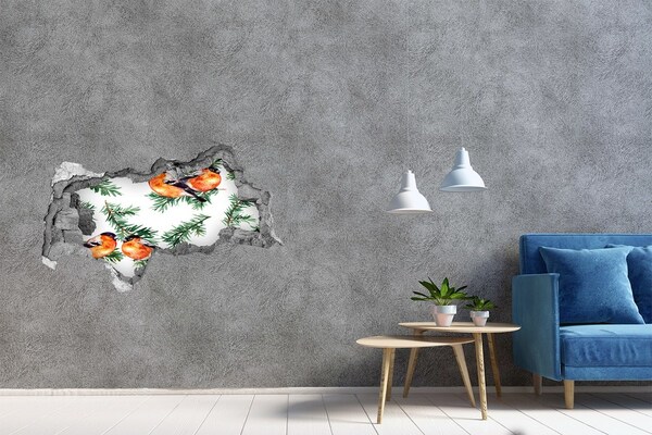 Sticker effetto rottura muro Uccelli su uno sfondo verde