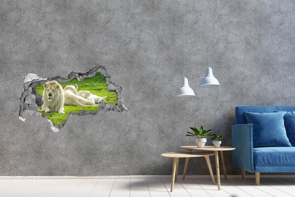 Decorazione da parete buco nel muro Leone bianco nel suo habitat naturale