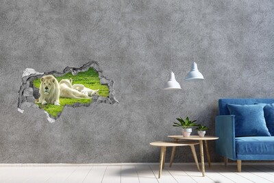 Decorazione da parete buco nel muro Leone bianco nel suo habitat naturale
