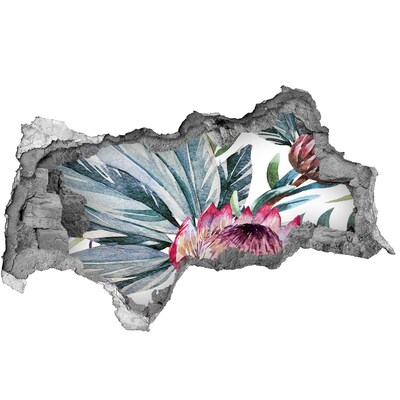 Sticker effetto rottura muro Un paradiso floreale tra le foglie