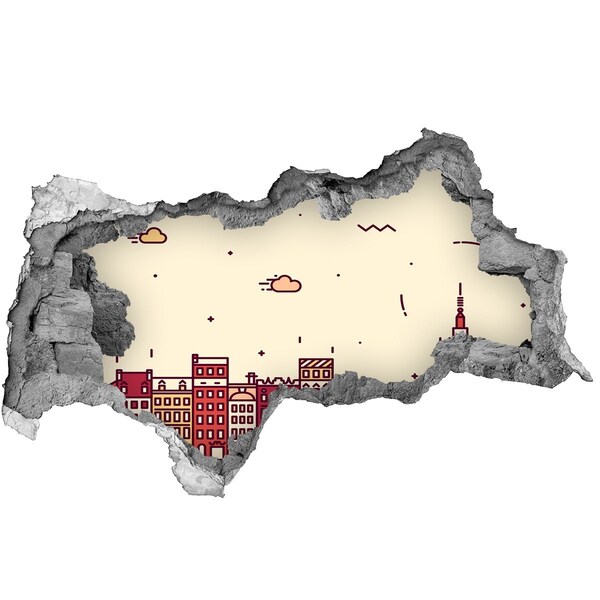 Sticker effetto rottura muro La città dietro le mura