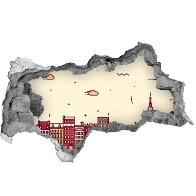 Sticker effetto rottura muro La città dietro le mura